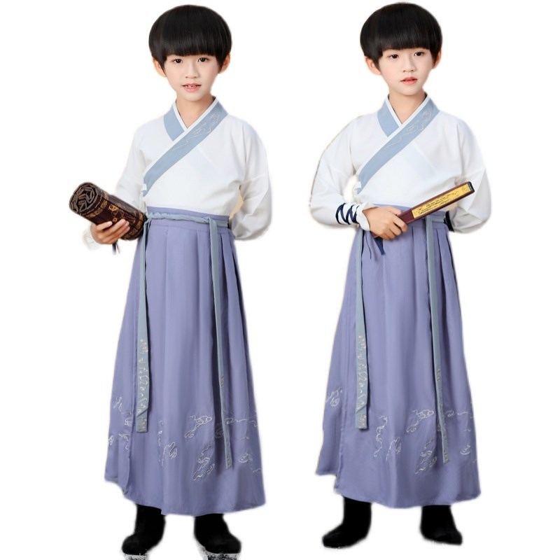 儿童加绒斗篷秋冬外出男女童汉服披风古装冬季交襟上衣马面裙套装