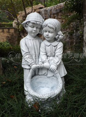 欧式玻璃钢人物雕塑艺术品客厅户外落地摆设可定制作抬箩筐小情侣