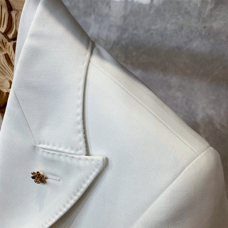 英伦风白色双排扣西装外套男士正装结婚新郎婚礼服时尚西服套装潮