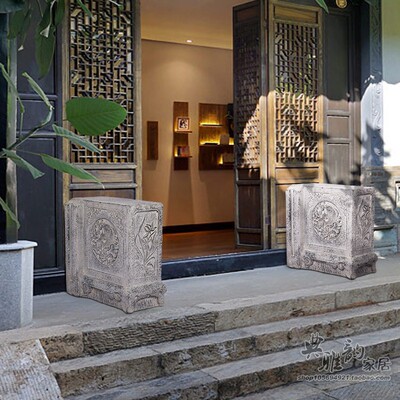 中国风仿古典石镇宅家用门当户对年年有鱼石雕门墩抱鼓石门口摆件