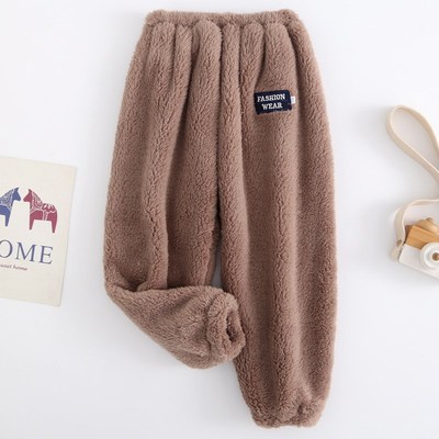 秋冬儿童睡裤加厚珊瑚绒保暖裤子男童女童法兰绒宝宝暖暖裤家居裤