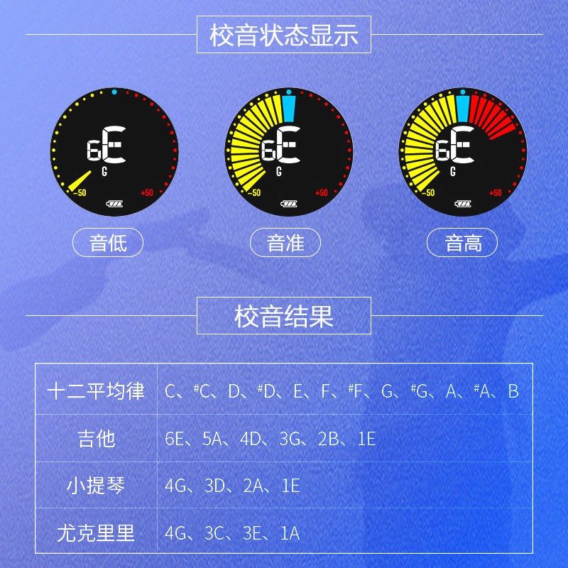 可充电式小天使民谣吉他电子调音器尤克里里小提琴夹式校音器