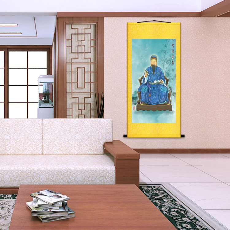 文昌帝君神像画 梓潼星君禄神画像 家用书房卷轴挂画装饰字画定制