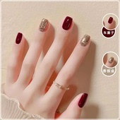 车厘子香槟金手指甲脚趾甲显白爆闪红色免烤持久不掉色美甲油JM3