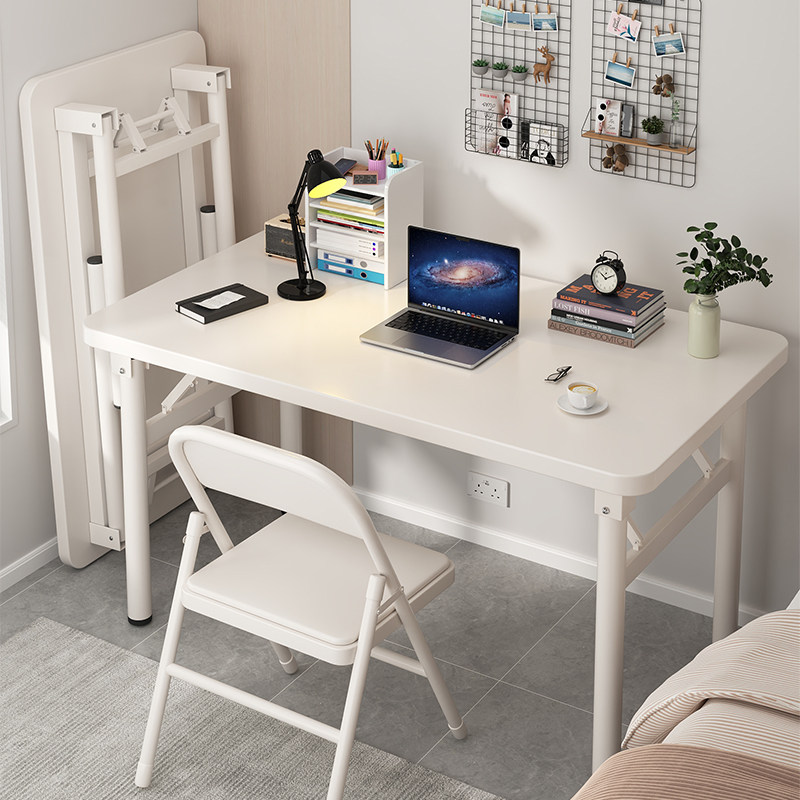 折叠桌子长方形电脑桌卧室家用简易书桌大学生写字桌椅套装办公桌