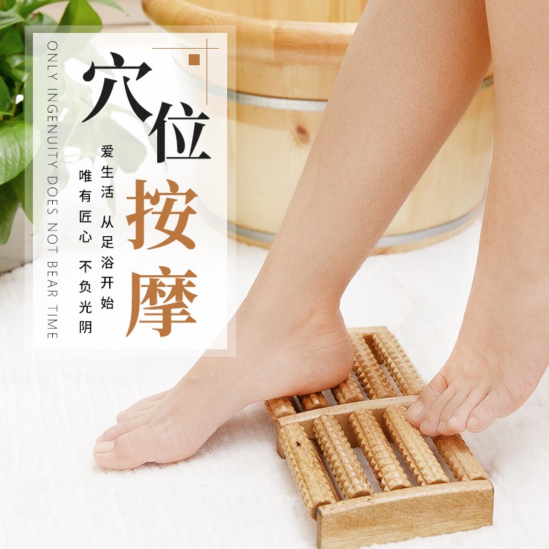 雷果木业泡脚木桶家用足浴高深桶CM实木过小腿洗脚桶木质泡脚盆