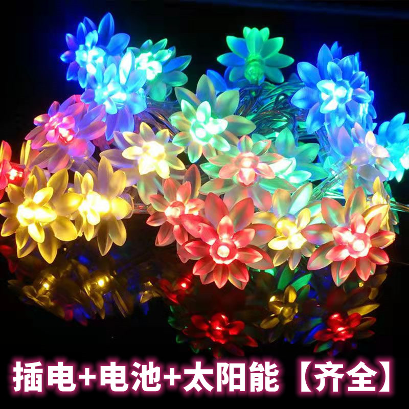 LED小彩灯闪灯串灯 莲花荷花灯串佛灯房间创意星星灯串浪漫装饰灯