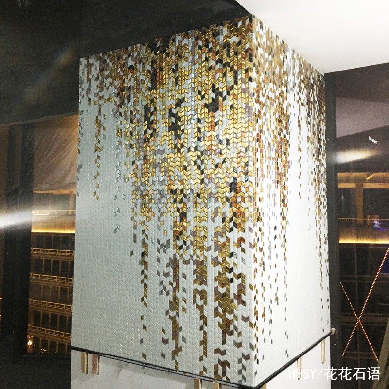 玻璃马赛克瓷砖菱形彩色拼花图洗手间阳台酒店玄关客厅电视背景墙