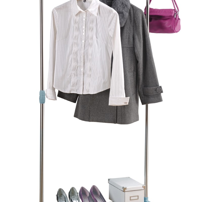 美家生活伸缩落地卧室阳台简易架子晾衣架晒架室内单杆式挂衣架