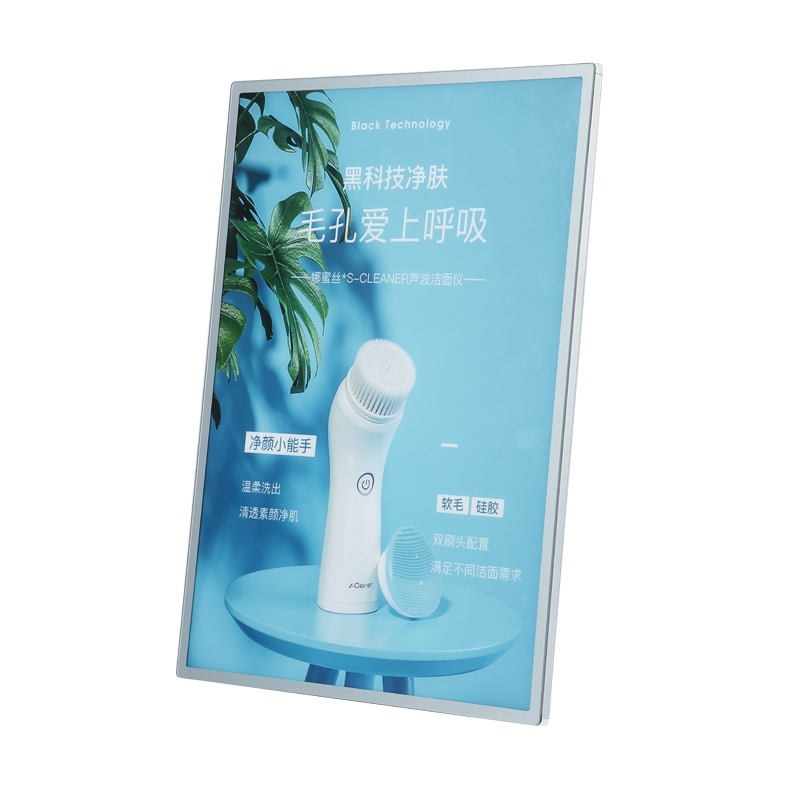 超薄灯箱广告牌挂墙式钢化玻璃电梯海报招牌点餐led发光菜单抽画