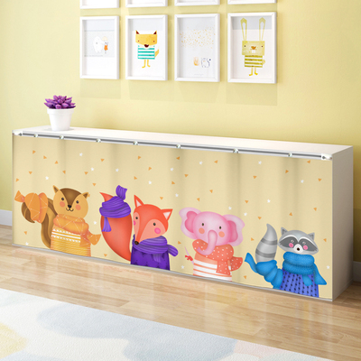 卡通可爱动物柜子帘橱柜遮挡帘防尘帘免打孔遮挡杂物桌子粘贴布帘