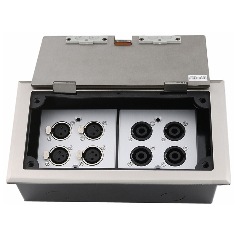 舞台专用地插话筒网络音频多媒体舞台接线盒铜地插座开启式地面插