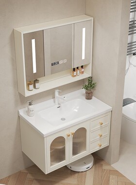 40进深陶瓷一体盆浴室柜组合超窄40cm小户型洗手盆柜洗脸盆洗漱台