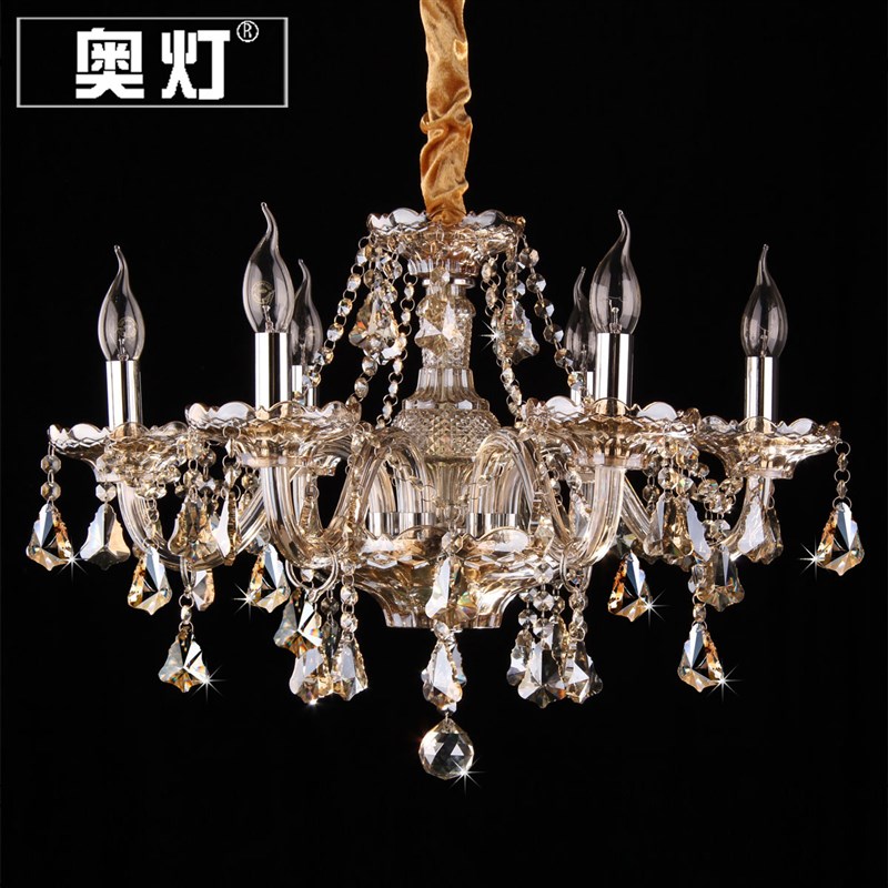 奥灯干邑色欧式蜡烛水晶吊灯客厅餐厅低户型楼层短灯体水晶灯92