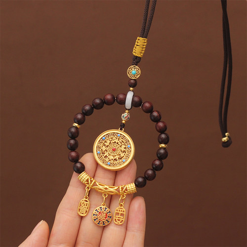 汽车挂件车内吊饰平安如意手工车载后照镜吊坠檀木复古男士女款