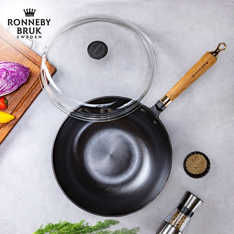 瑞典Ronneby Bruk无涂层铸铁炒锅物理不粘炒菜铁锅家用通用