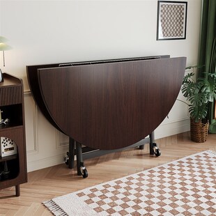 可折叠圆桌餐桌小户型家用中古风出租房桌子餐饮商用大圆桌吃饭桌