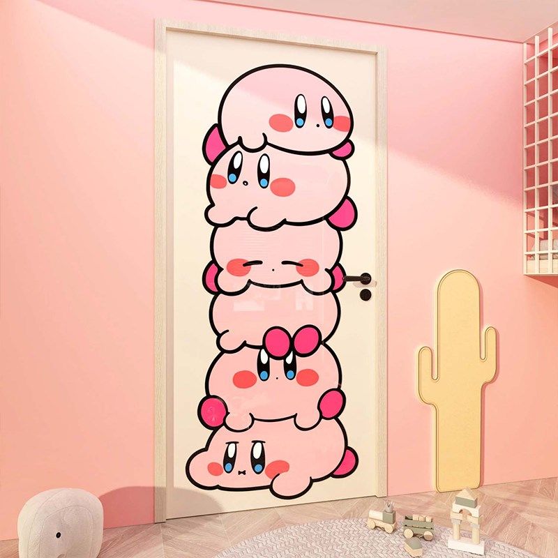 星之卡比儿童房间布置装饰品女孩公主卧室墙面床头门上贴纸画衣柜