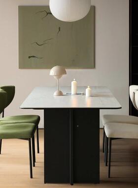 拿SLJ24326铁餐洞石岩板设现代简约中古方形饭长桌桌意式计师家用