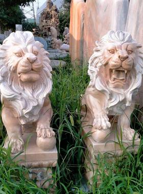 现货出售青石石子公司店门口酒摆放石狮子一对庭院装Z-03234狮饰