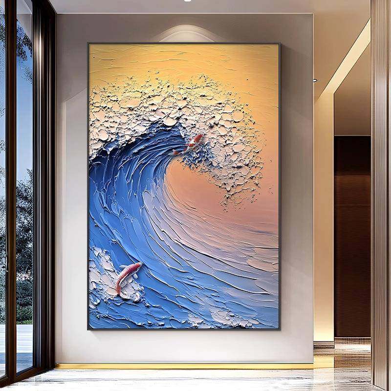 客厅装画海油浪画《风生水起》网红大芬村玄饰关QWE-2302户入门肌