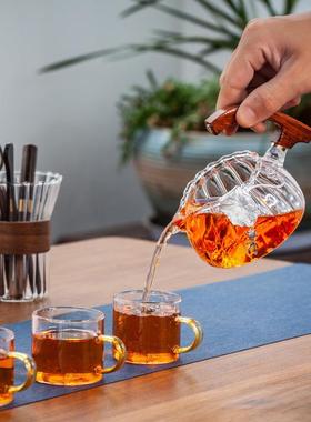 马上磁有钱自动茶具高硼硅耐玻璃吸懒人家茶用办公室会客热006589