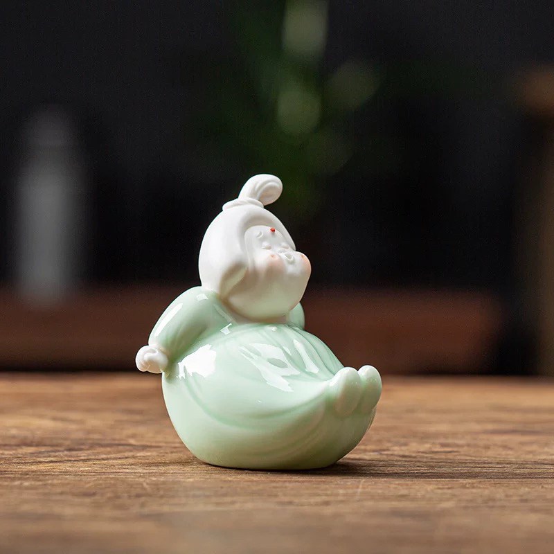 创意仕女宫娥茶宠摆件精品笔搁置茶具茶玩茶道可爱家居装饰工艺品