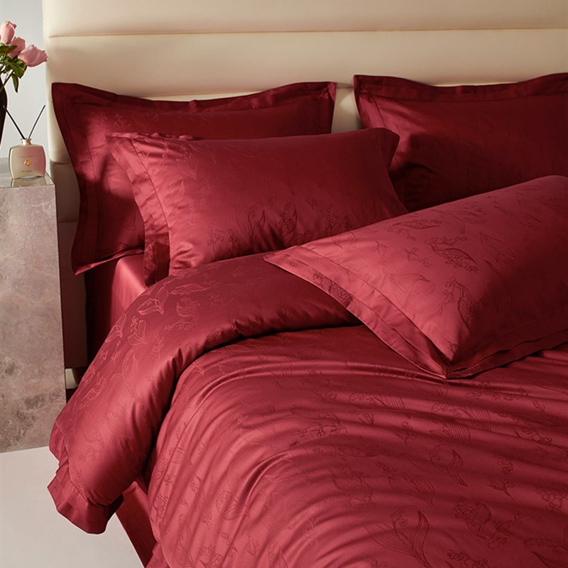 恒洽家纺婚庆全棉牀单四件100S匹马棉高端提花结婚被牀上用品