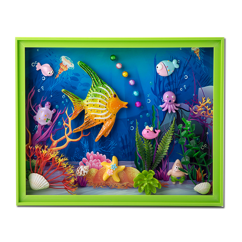 手工diy儿童制作材料包幼儿园小学生立体拼图男孩女孩相框粘贴画