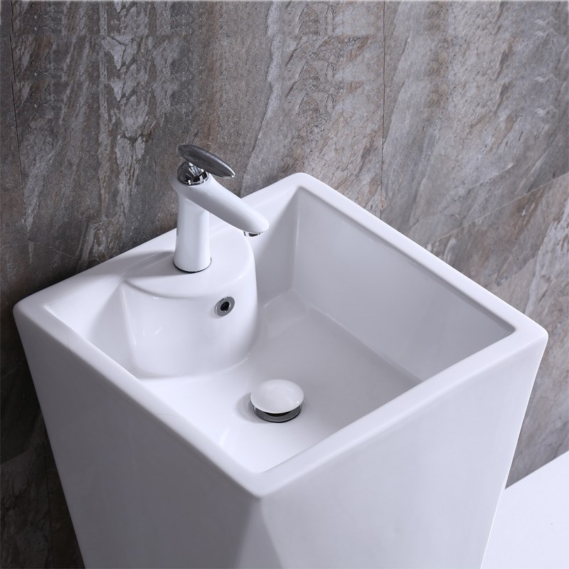 立柱盆陶瓷一体式洗脸盆阳台卫生间小户型洗手台酒店洗手盆工程款