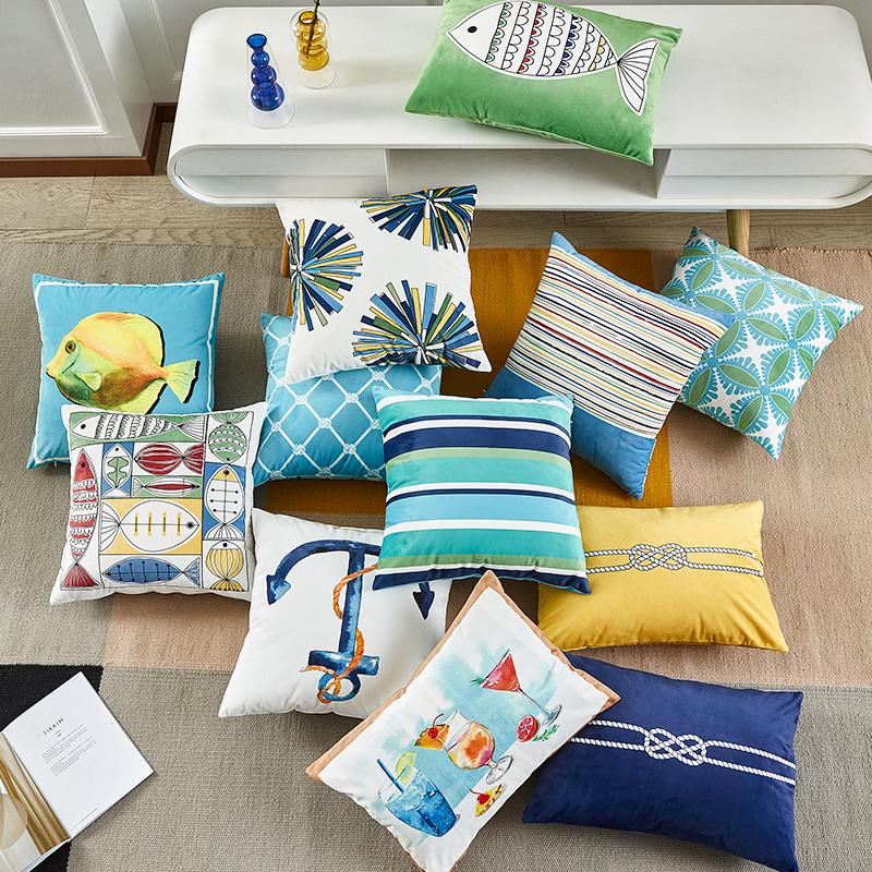 地中海风抱枕沙发靠枕子汽车腰靠办公室护腰午睡枕床头靠背靠垫