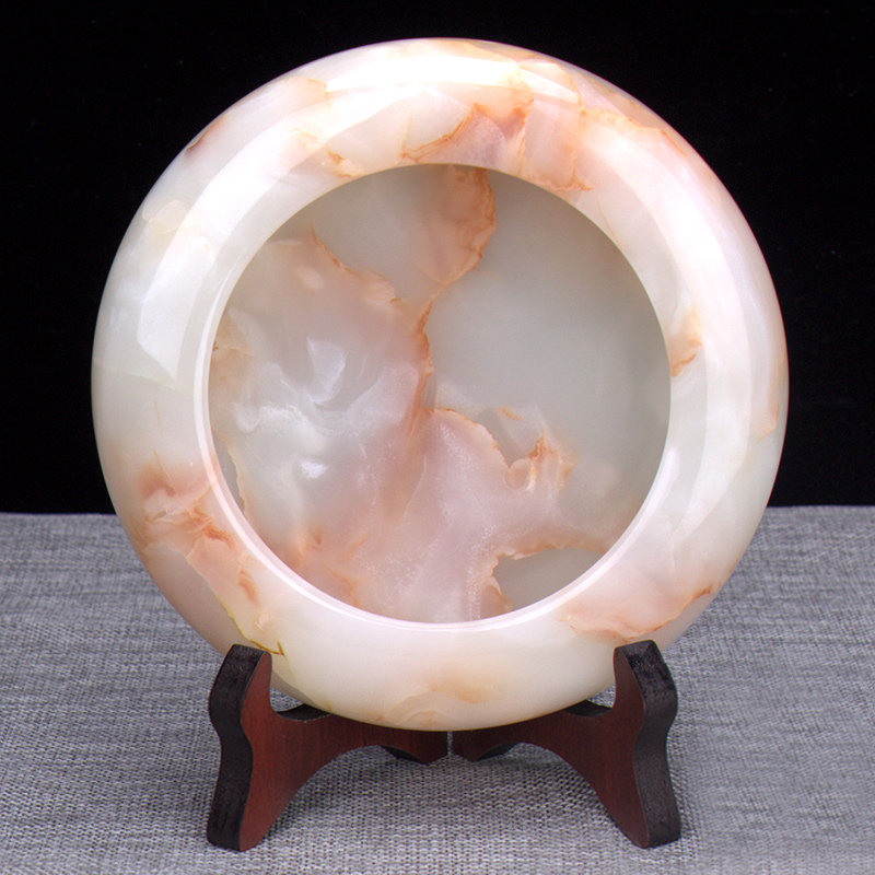 热卖家用天然玉石烟灰缸客厅石材装饰礼品办公室新品石头创意摆件