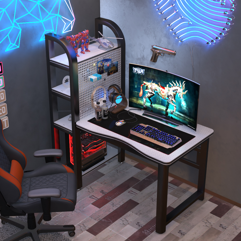 电竞桌台式家用洞洞板游戏桌卧室电脑桌写字台办公桌书架一体