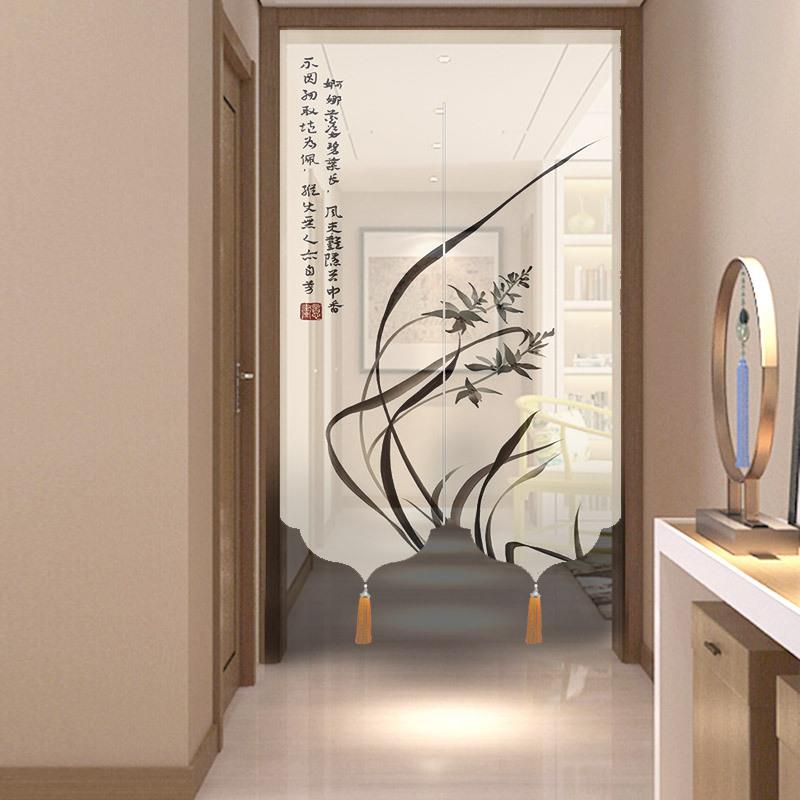 门帘兰花美古风清SLF唯雅式客厅日玄关中国风房布帘挂帘防水厨隔