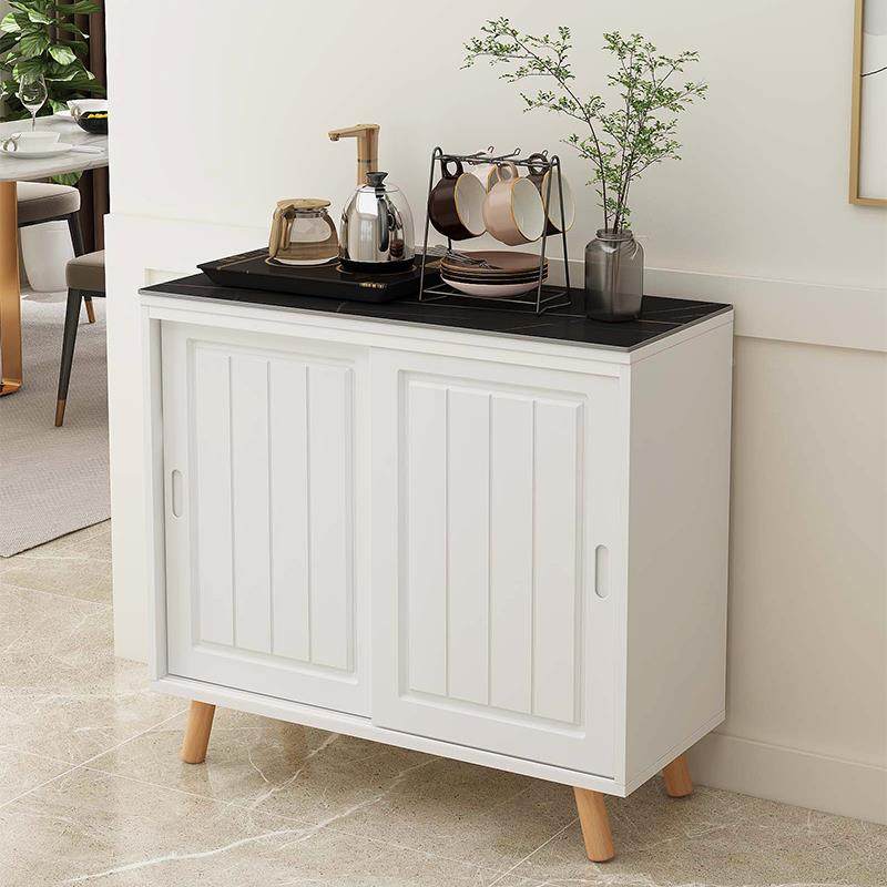 立行立芳欧式风格边柜餐多功能储物SRS柜黑色岩板白纹双岩/板门