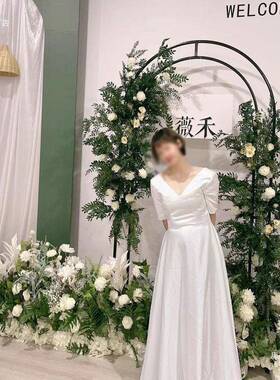 新款拱婚庆铁艺背门PUC景形花架户外婚礼布置装门饰弧双杆花道具