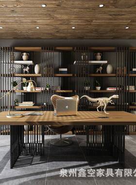 现代简艺约办公室OXV经公公理办公桌司员工主管铁电脑桌椅实木办