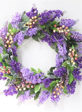 装饰WAH微创景壁挂幼鼠儿园挂空中意挂饰紫色薰衣草尾草花环观门