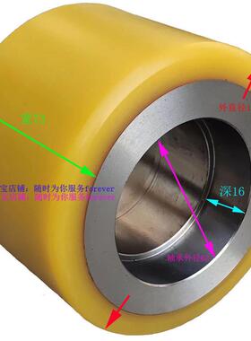 1.6吨海斯特电动堆高酯车前轮重轮1JMC272*73*6黄色聚氨承包胶轮