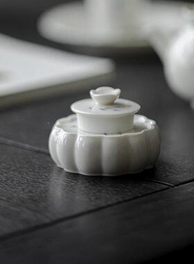 墨己手绘青花逸25818花朵盖放置茶道配件茶壶竹紫砂壶子盖托置盖子盖垫