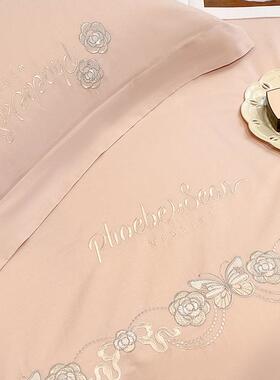 简套约40支纯棉四套全棉被长绒棉00床单裸睡被罩刺绣1件DLT床上用