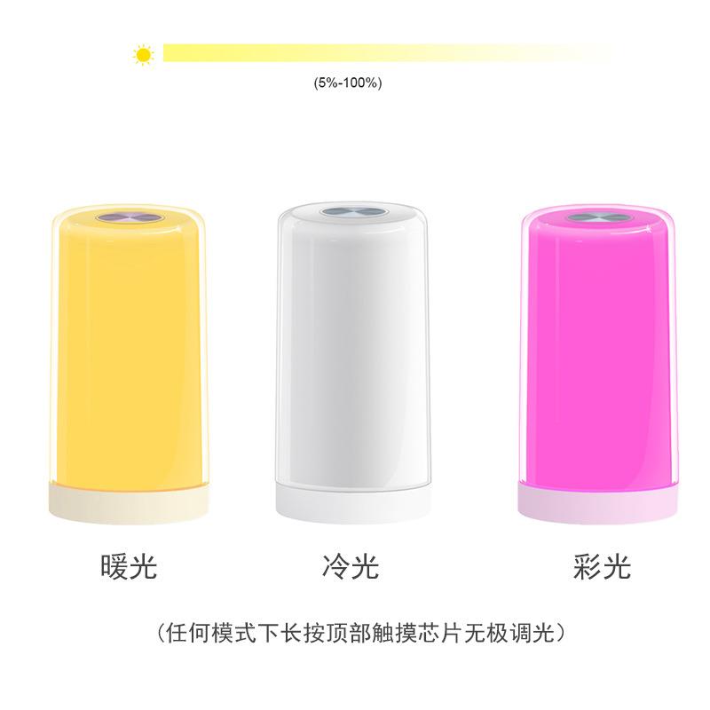 LW1E桌D面插电圆柱水灯触摸七感应彩变色床头晶氛围小夜灯几何立