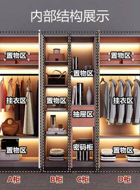 柜现代门简约衣家用卧室储物柜平开组型装经济小户型AWI收纳大衣