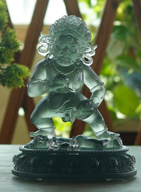 真琉璃五路财神佛像黄红白绿黑五姓财神密宗家居家用佛堂供奉摆件