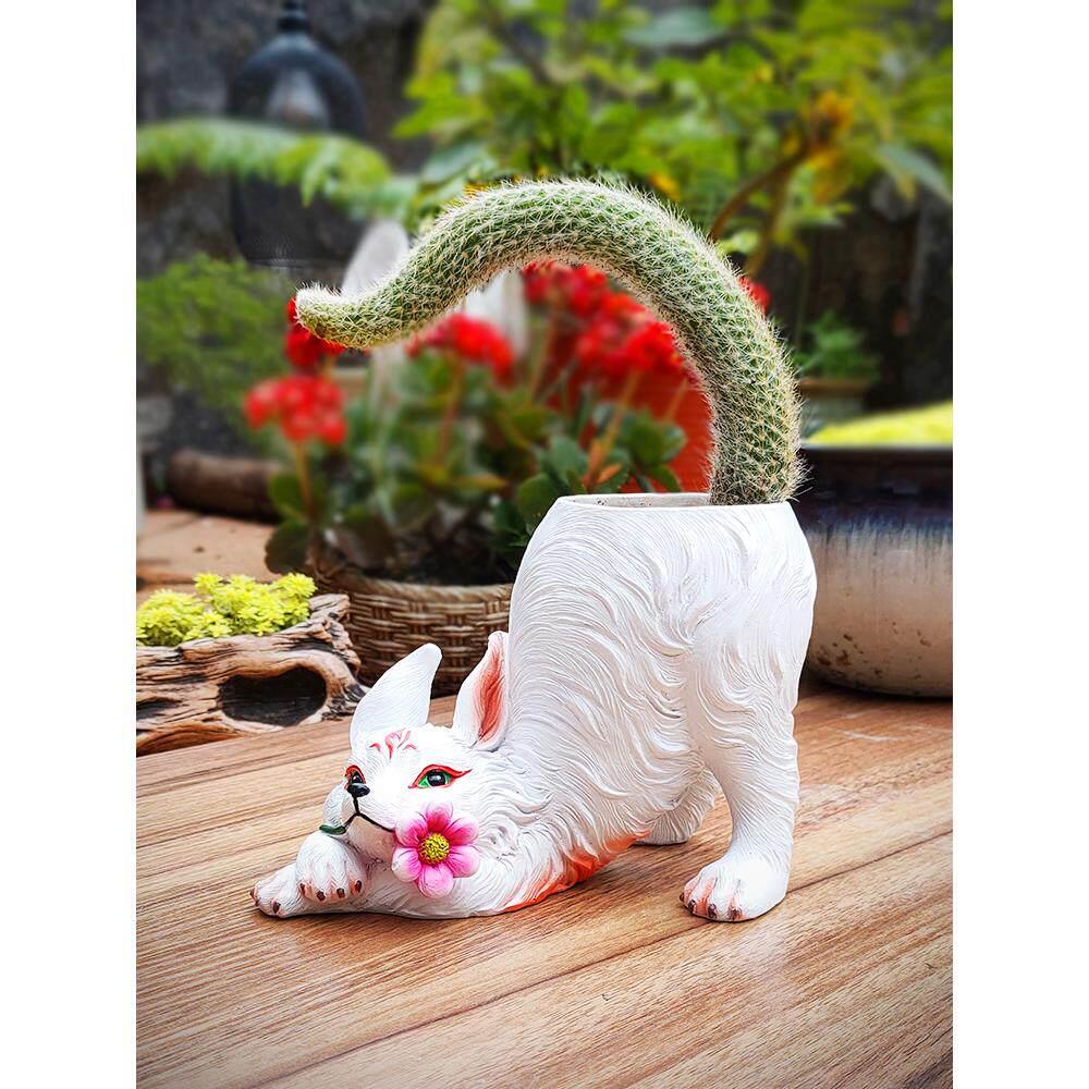 创意九尾狐多肉专用花盆狐狸尾巴猴尾柱长毛仙人掌高颜值盆栽装饰