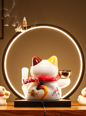 小号摇手招财猫灯圈招财摆件店铺开业创意礼品家居乔迁开业送礼