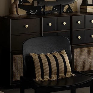 杜家品质中世纪沉默风格手工麻绳编织沙发客厅民宿湾窗设计师枕头