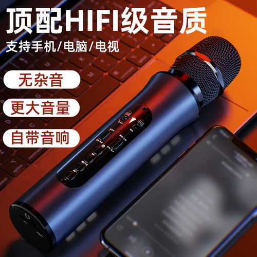 蓝牙K歌麦克风手机电视唱放话筒音响一体家用娱乐KTV2022新款声卡