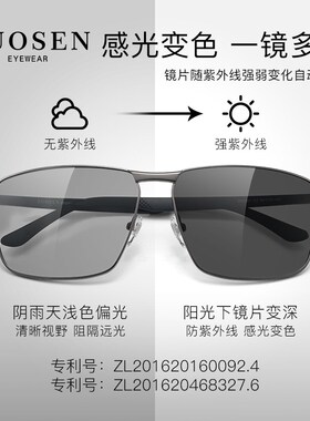 佐森墨镜超轻碳纤维男新款开车专用偏光感光变色日夜两用太阳眼镜