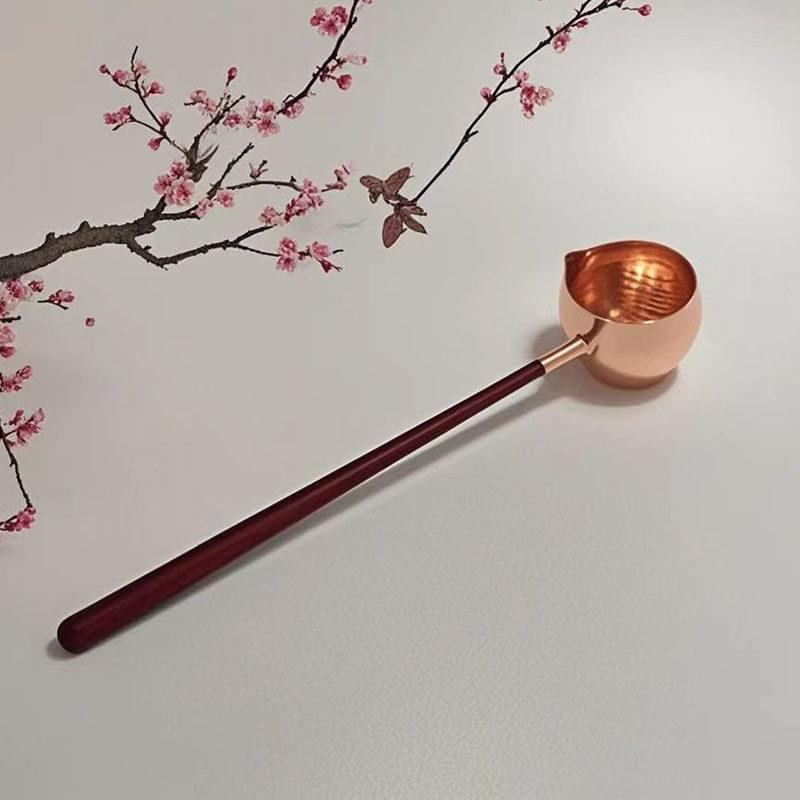 纯铜分茶勺煮茶勺长柄舀茶勺水瓢煮茶器零配件茶匙舀水勺功夫茶勺